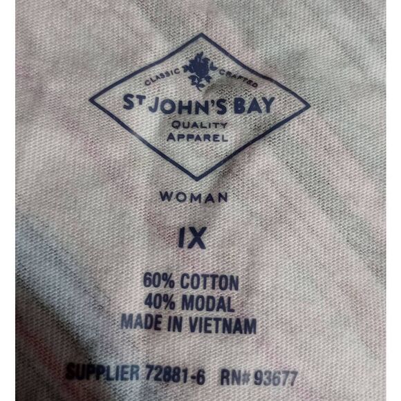 St Johns Bay Womens Brown Pink Chevron Print Short Sleeve Top Plus Size - Picture 5 of 7